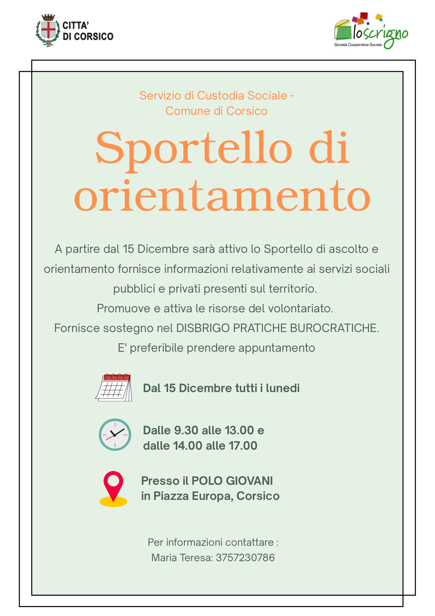 SPORTELLO DI ORIENTAMENTO PIAZZA EUROPA CORSICO